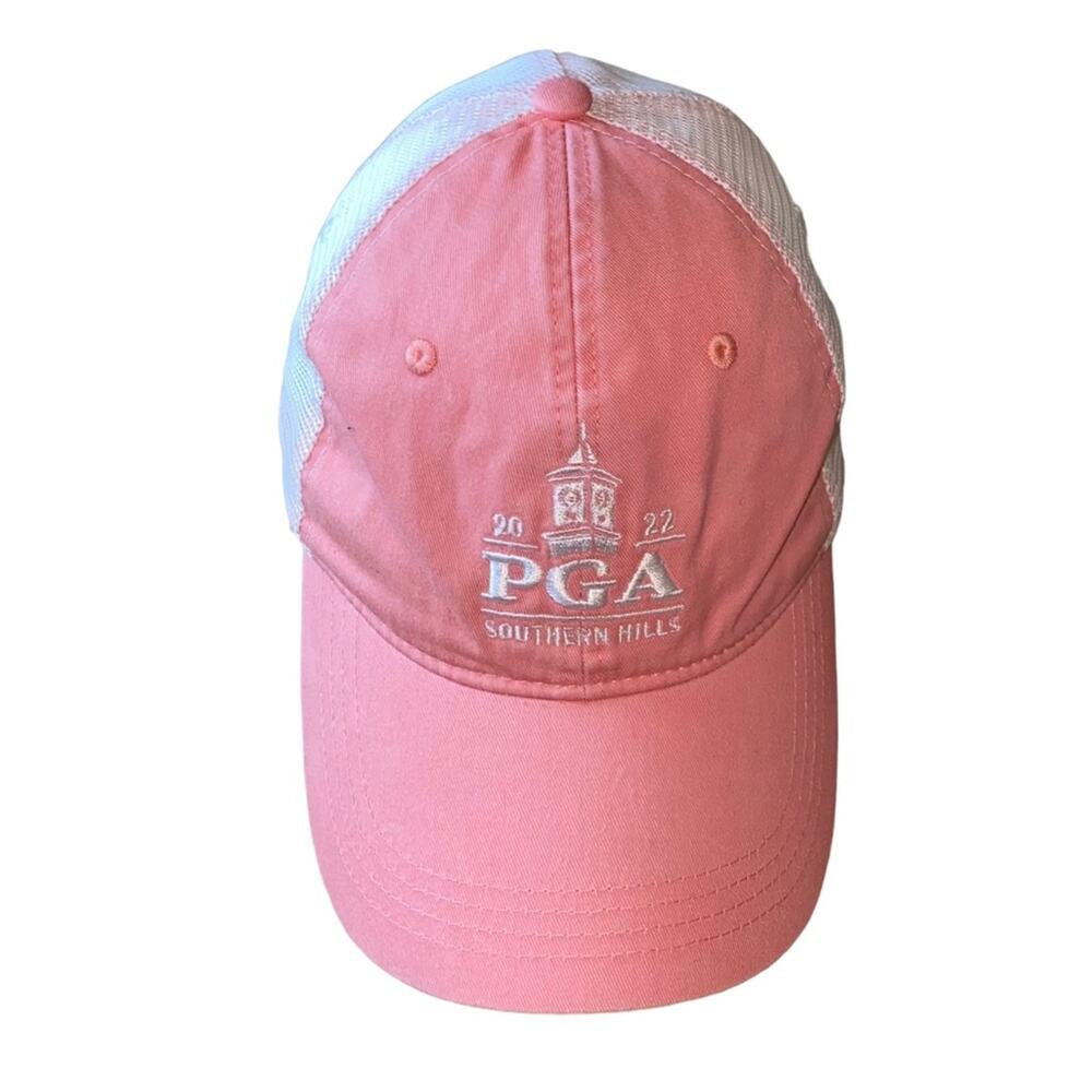 PGA Southern Hills Golf Pink & White Mesh Baseball Hat‎ 2022